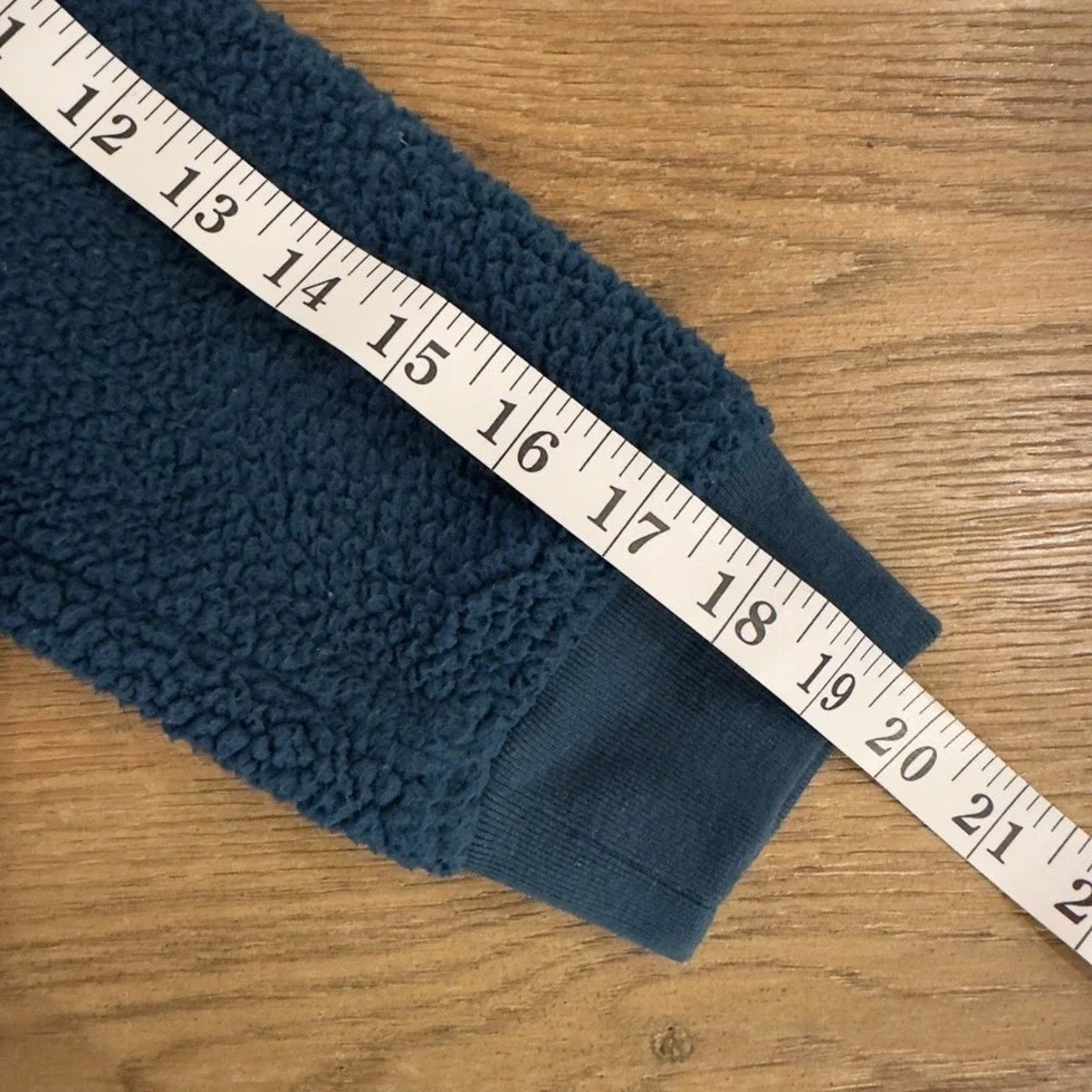 Abercrombie Kids 1/4 Snap Sherpa Fleece Mock Neck Pullover-Teal-Unisex Size 9-10